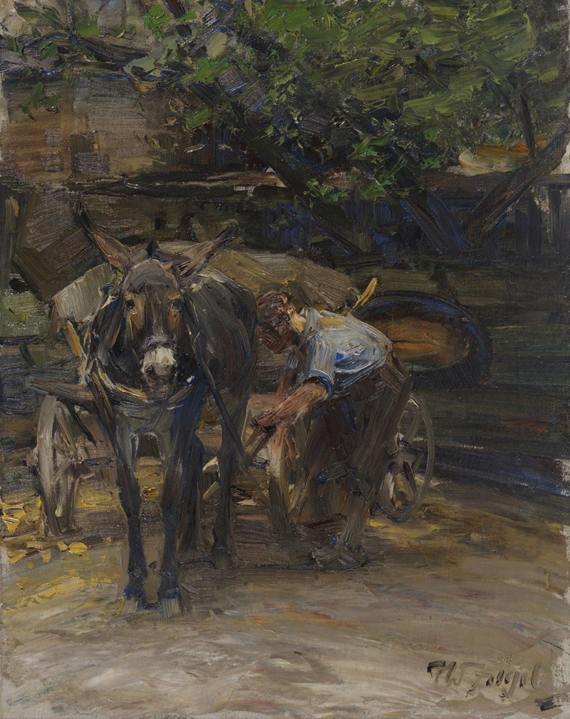 Eselfuhrwerk beim Anschirren by Генрих фон Цюгель, 1920 — digital art print download