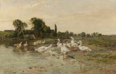 Gänse am Dorfweiher by Hermann Baisch — digital art print download