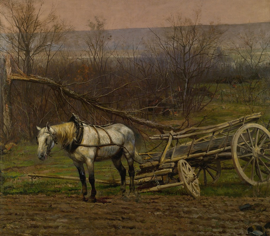 Charrette Attelée D'un Cheval Blanc by Жан-Батист Эдуар Детель — digital art print download