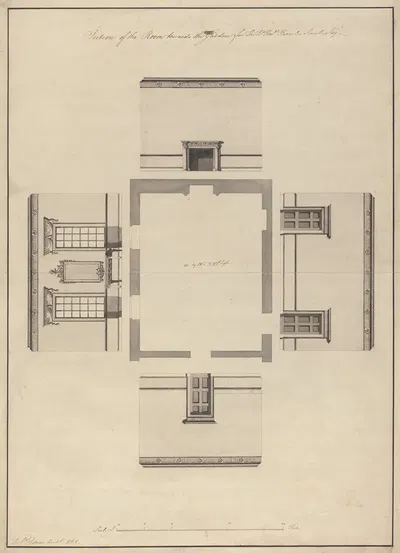 Langford House, Dublin, Ireland: Elevations of Room Facing the Garden by Robert Adam, 1765 — digital art print download
