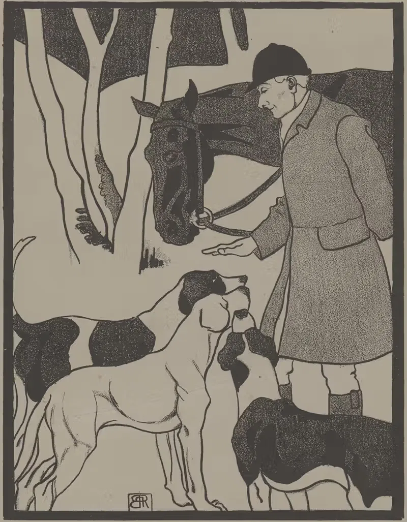 Лесник и собаки by Роберт Полхилл Беван, 1898-1899 — digital art print download