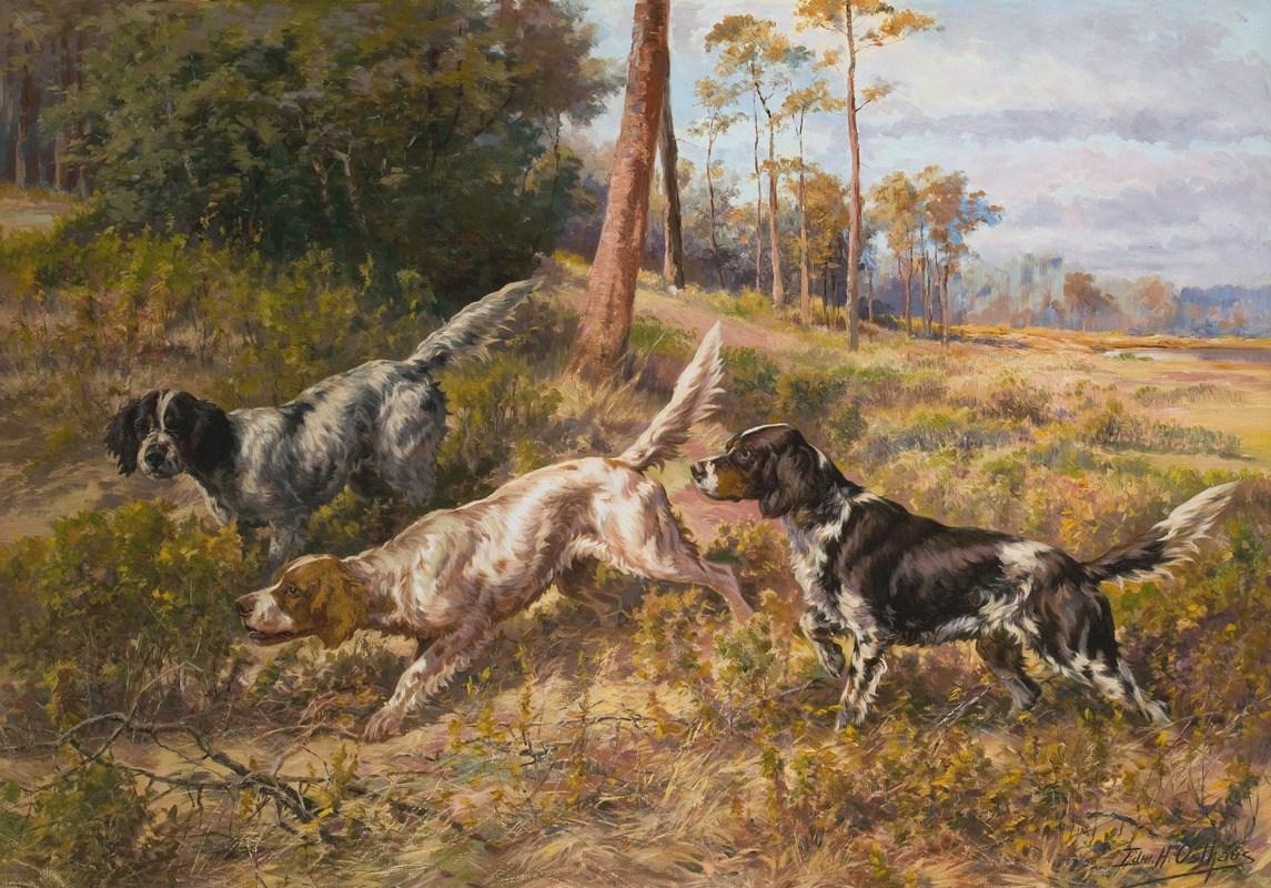 English Setters in Field by Эдмунд Генри Остхаус — digital art print download