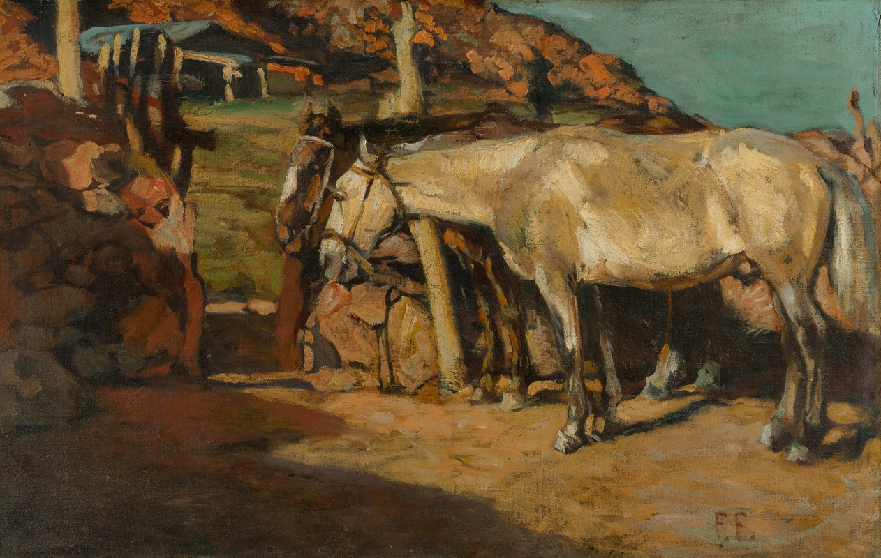 Caballos en el corral by Fernando Fader — digital art print download