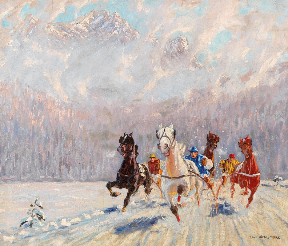 Trabrennen im Winter by Франц Хиенл-Мерре — digital art print download