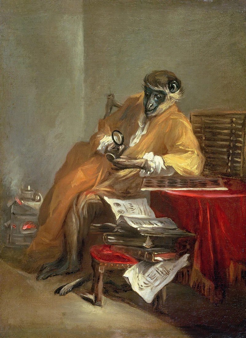The Monkey Antiquarian by Jean Siméon Chardin, 1740 — digital art print download