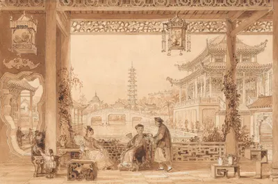 The Terrace of a Mandarin's House in Peking by Томас Аллом — digital art print download