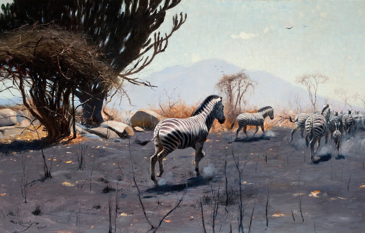 Zebras by Вильгельм Кунерт, 1912 — digital art print download