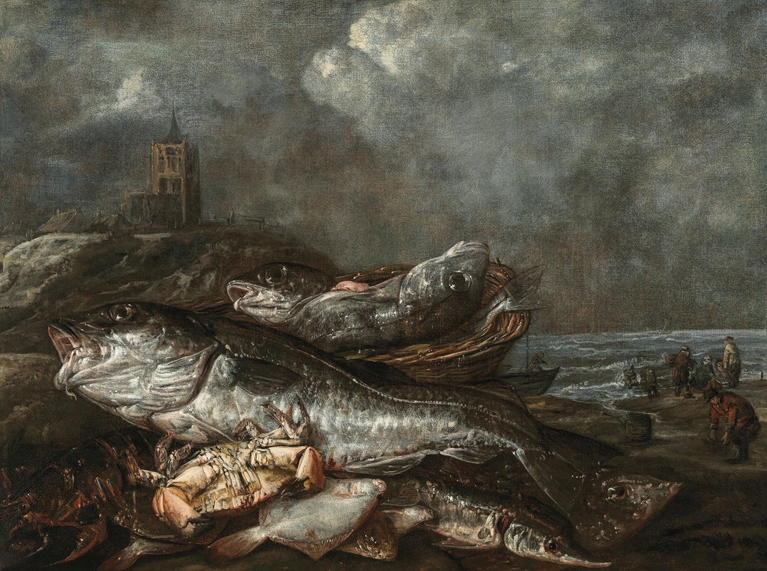 Fish on the beach at Egmond by Авраам ван Бейерен — digital art print download