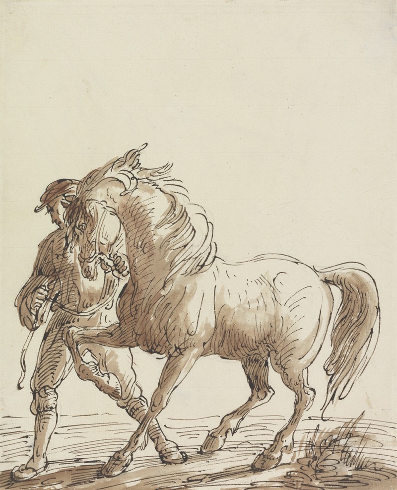 Man Leading a Horse by Томас Баркер — digital art print download
