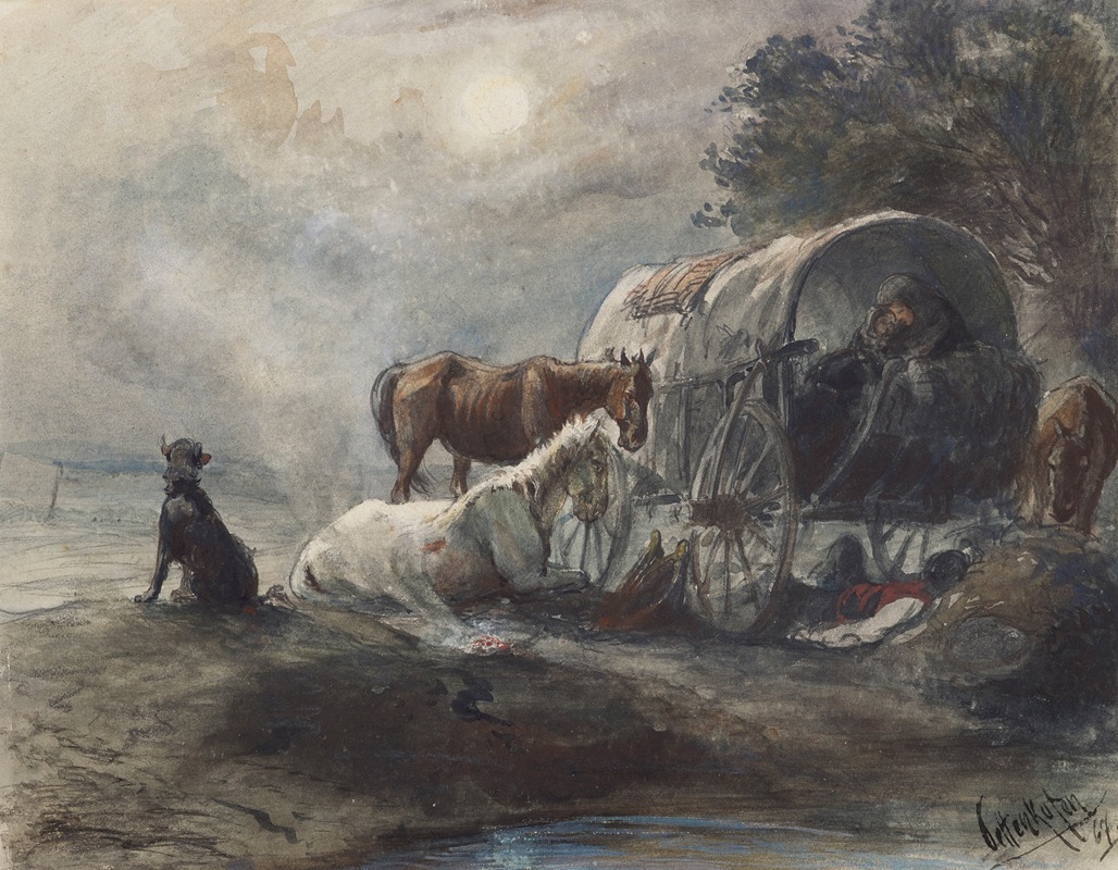Übernachtung im Planwagen by Август фон Петтенкофен, 1867 — digital art print download