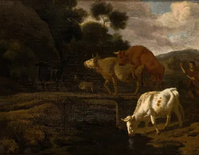 Cows on a Footbridge by Dirck van Bergen — digital art print download