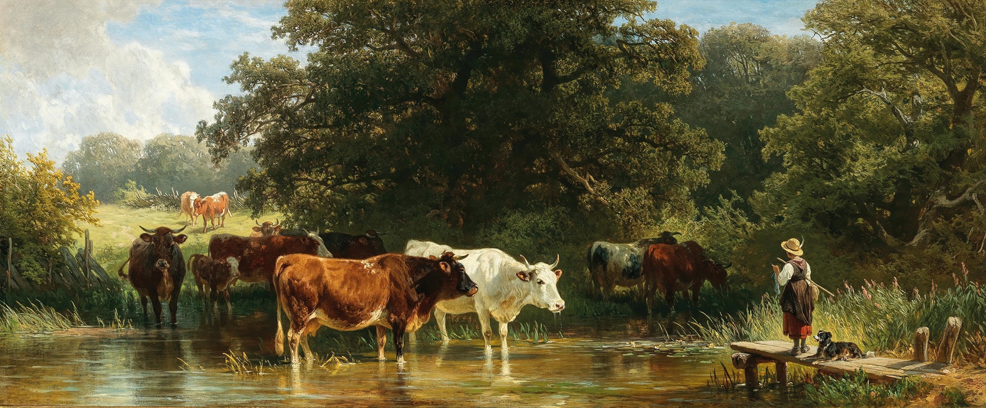 Cows near a Watering Place by Фридрих Вольц, 1870 — digital art print download