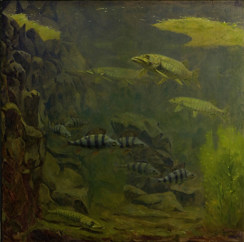 Pike and Perch in an Aquaruim — Gerrit Willem Dijsselhof