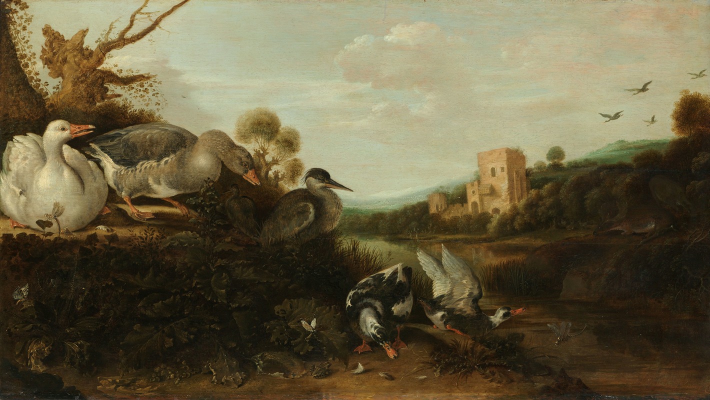 Waterfowl by Гейсберт Гиллис. де Хондекотер, 1652 — digital art print download