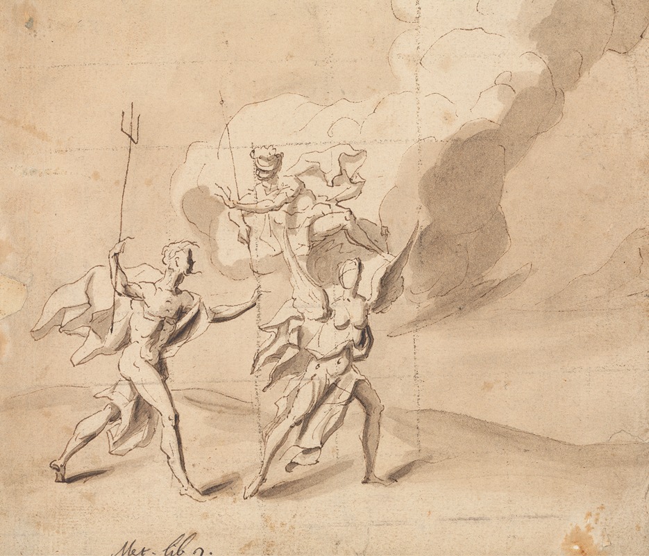Neptune and Coronis: Ovid, Metamorphoses, Book 2 by Thomas Carwitham, 1723 — digital art print download