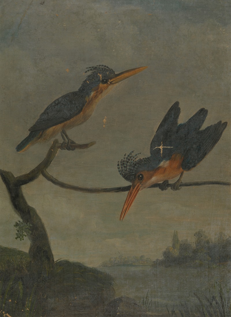 Two Kingfishers beside a Lake by James Sowerby — digital art print download