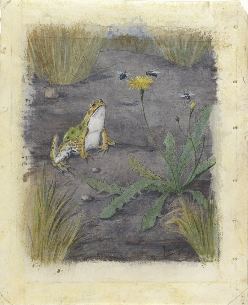 Frog by a Dandelion with Flies by Jan van Oort — digital art print download