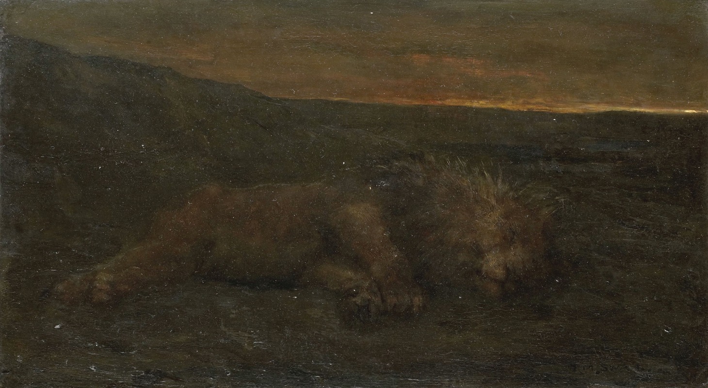 Sleeping Lion by Night by Джон Макадлан Суон, 1870 - 1910 — digital art print download