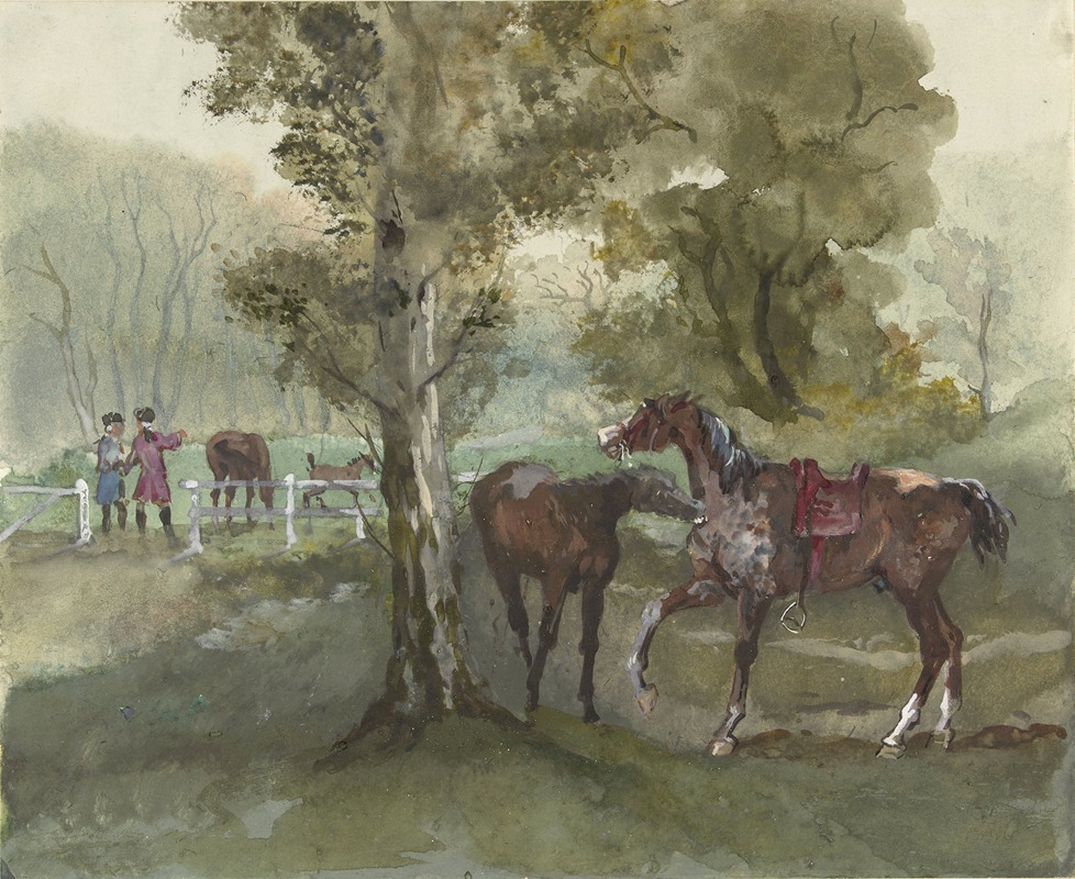Paarden in de wei by Жюль Барон Фино, 1856 - 1882 — digital art print download