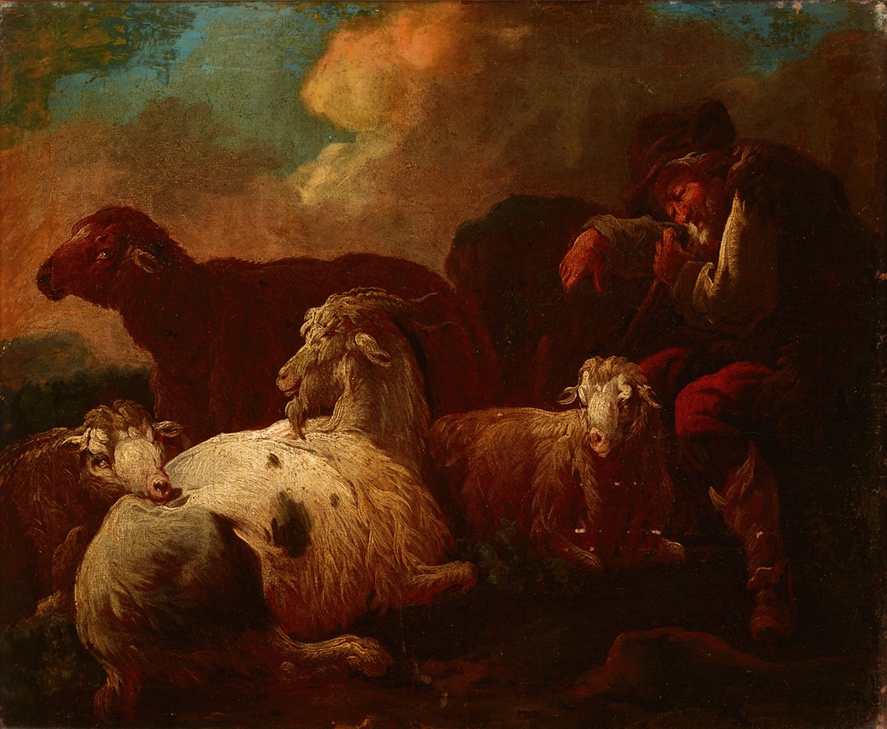 Goats and Sheep by Филипп Петер Рус, 1690 — digital art print download