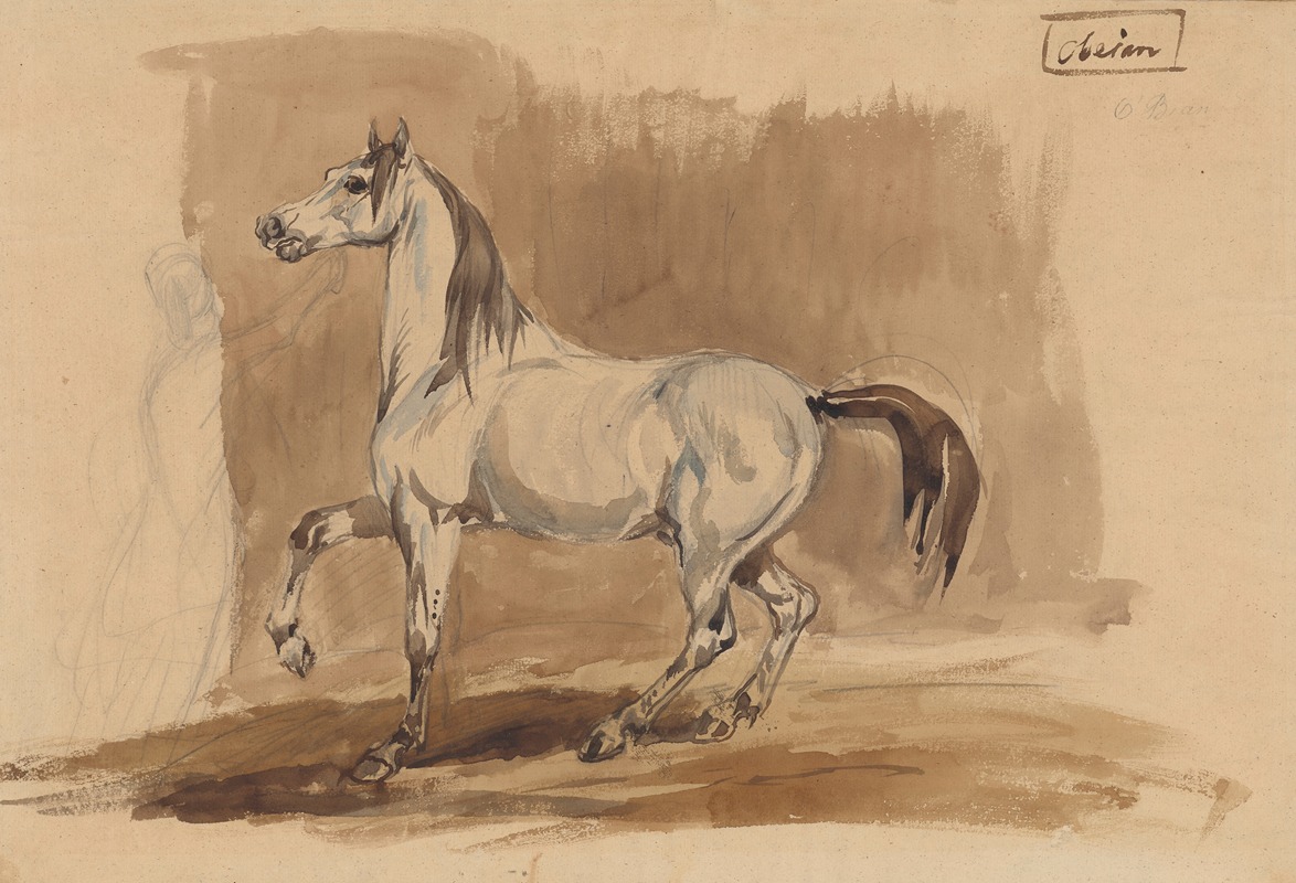 Siwy koń arabski 'Obeian' by Пётр Михаловский, 1845 — digital art print download