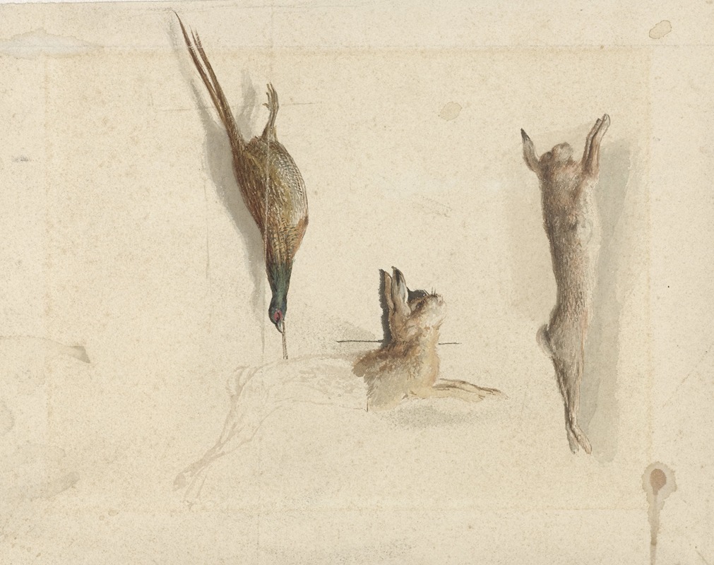 Dode fazant en twee dode hazen by Рейньер Крейвангер, 1822 - 1880 — digital art print download