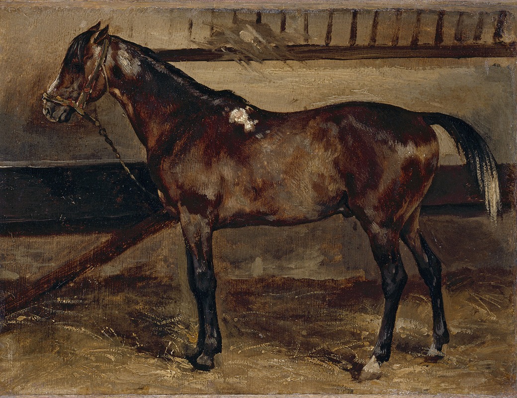 Cheval brun à l'écurie by Теодор Жерико, 1818 — digital art print download