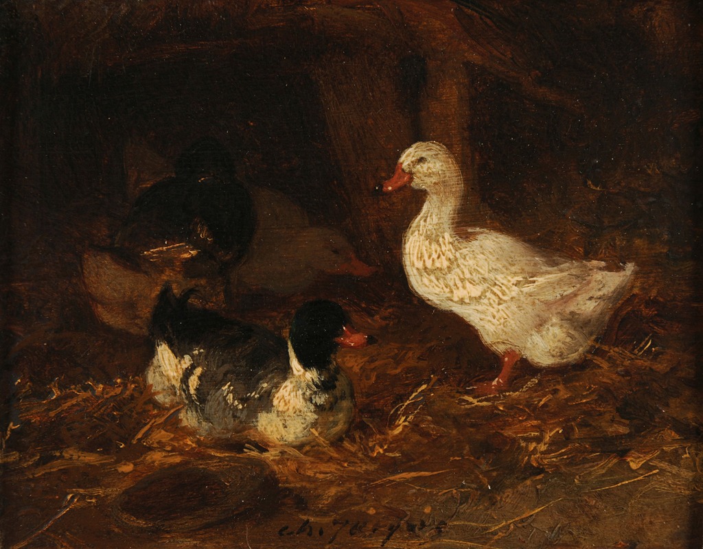 Canards dans une basse-cour by Шарль Эмиль Жак — digital art print download
