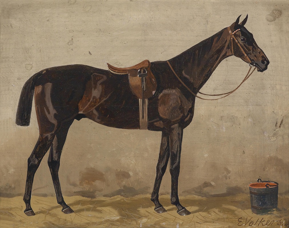 Brauner im Stall by Эмиль Волькерс, 1900 — digital art print download