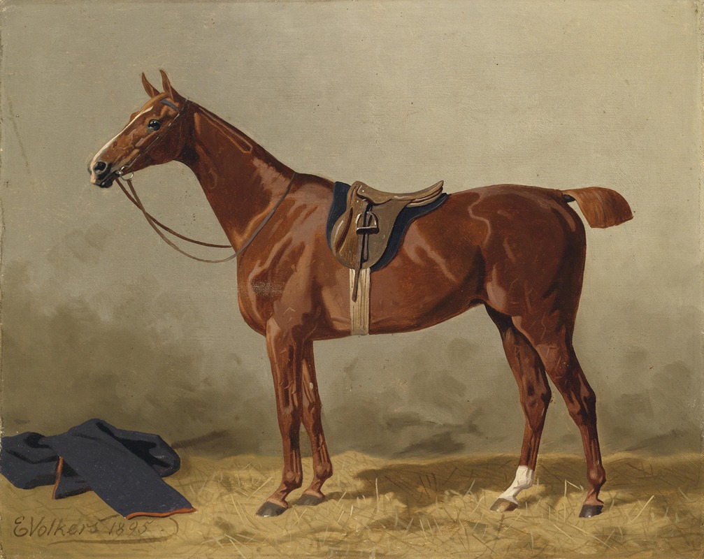 Gesatteltes Sportpferd by Эмиль Волькерс, 1895 — digital art print download