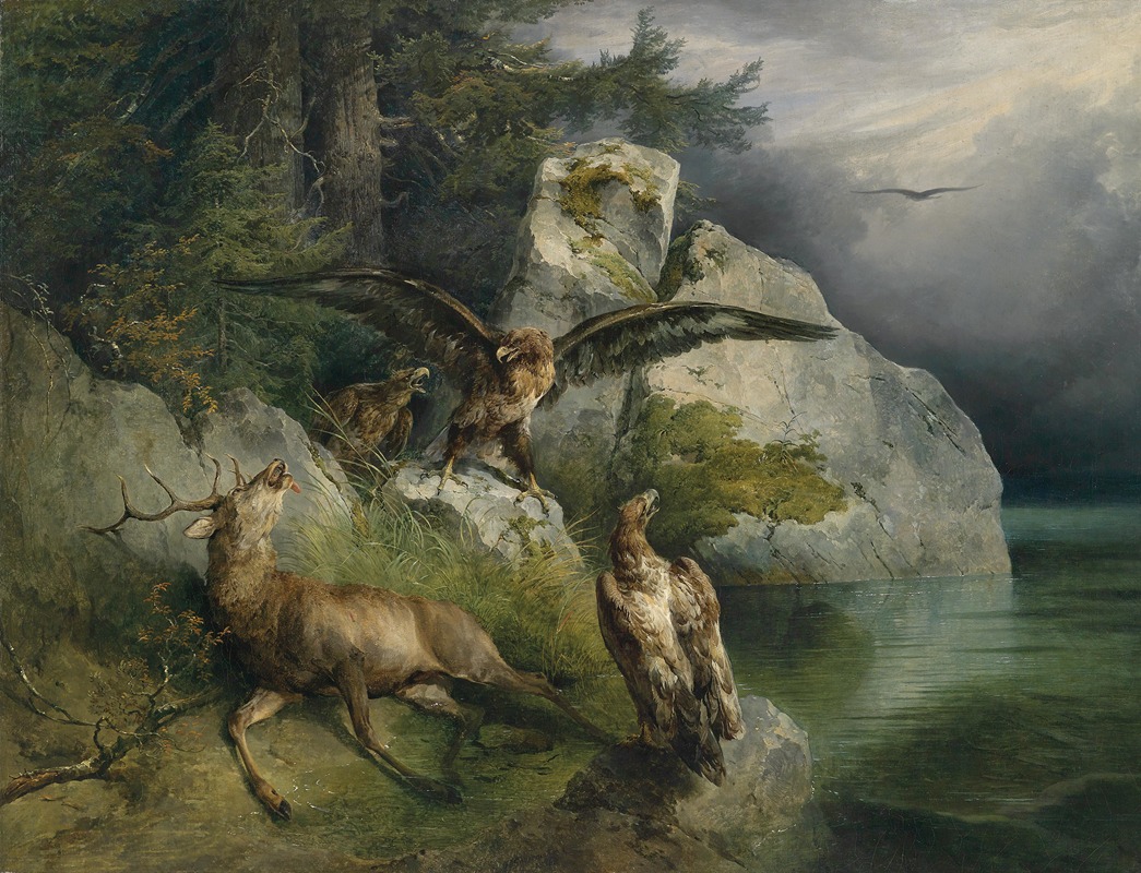 Adler und sterbender Hirsch by Фридрих Август Маттиас Гаурманн, 1836 — digital art print download