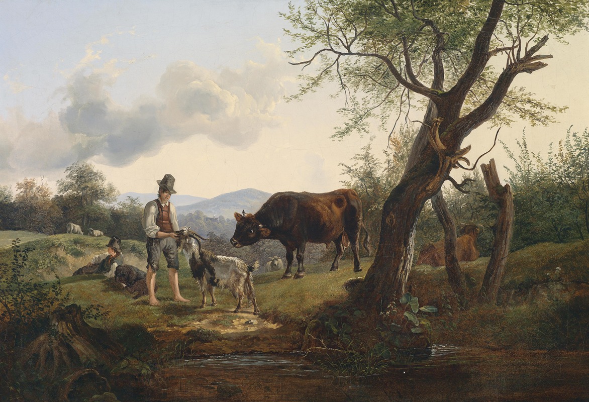 Hirte mit Ziegenbock by Фридрих Август Маттиас Гаурманн — digital art print download