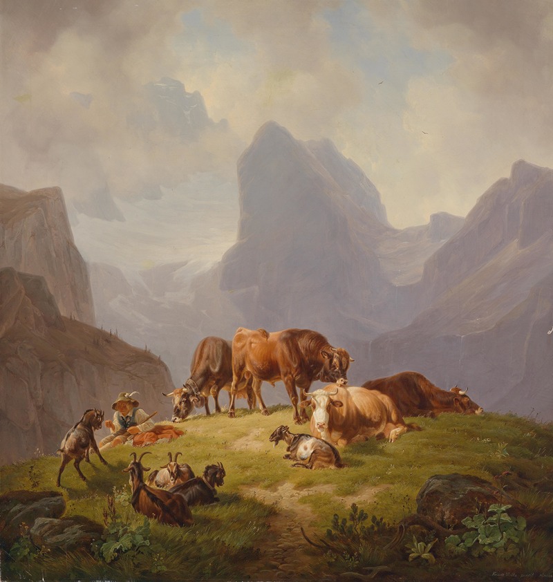 Auf der Alm by Friedrich Voltz, 1843 — digital art print download