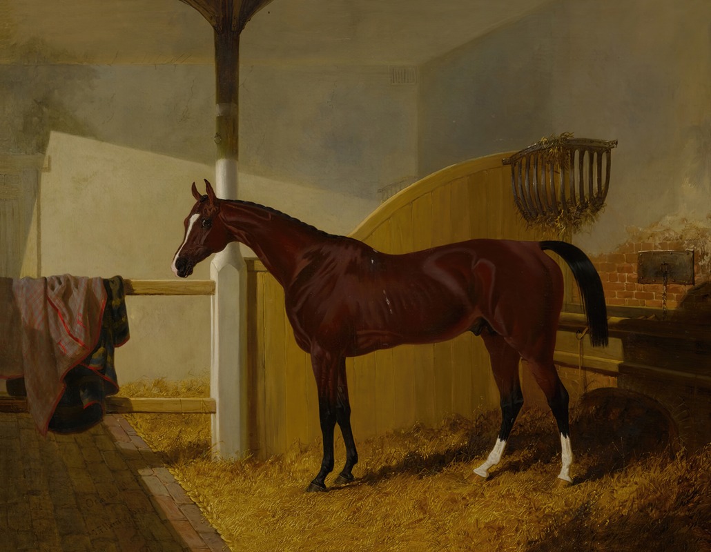 Colonel Peel's Orlando in a Stable by Джон Фредерик Херринг-старший, 1844 — digital art print download