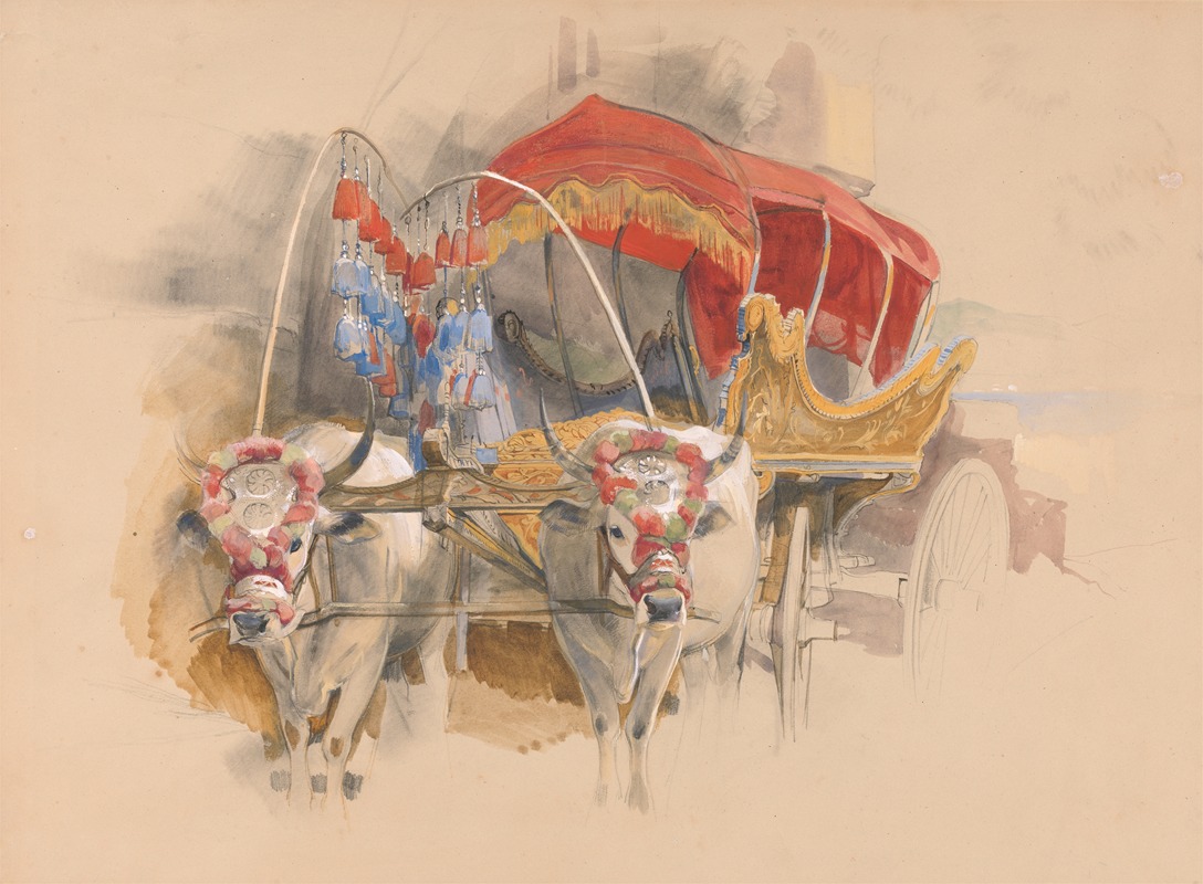 A Turkish Araba Drawn by Two White Oxen, Constantinople — John Frederick Lewis