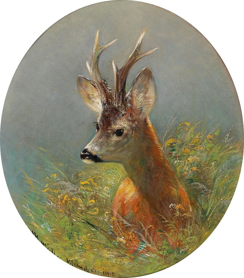 Roebuck Standing in the Tall Grass by Мориц Мюллер — digital art print download