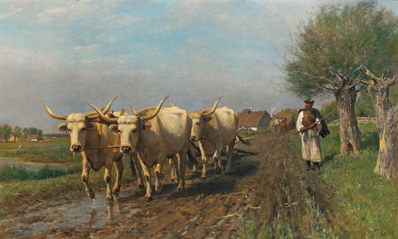Ungarischer Bauer mit Steppenrindern by Отто фон Торен — digital art print download