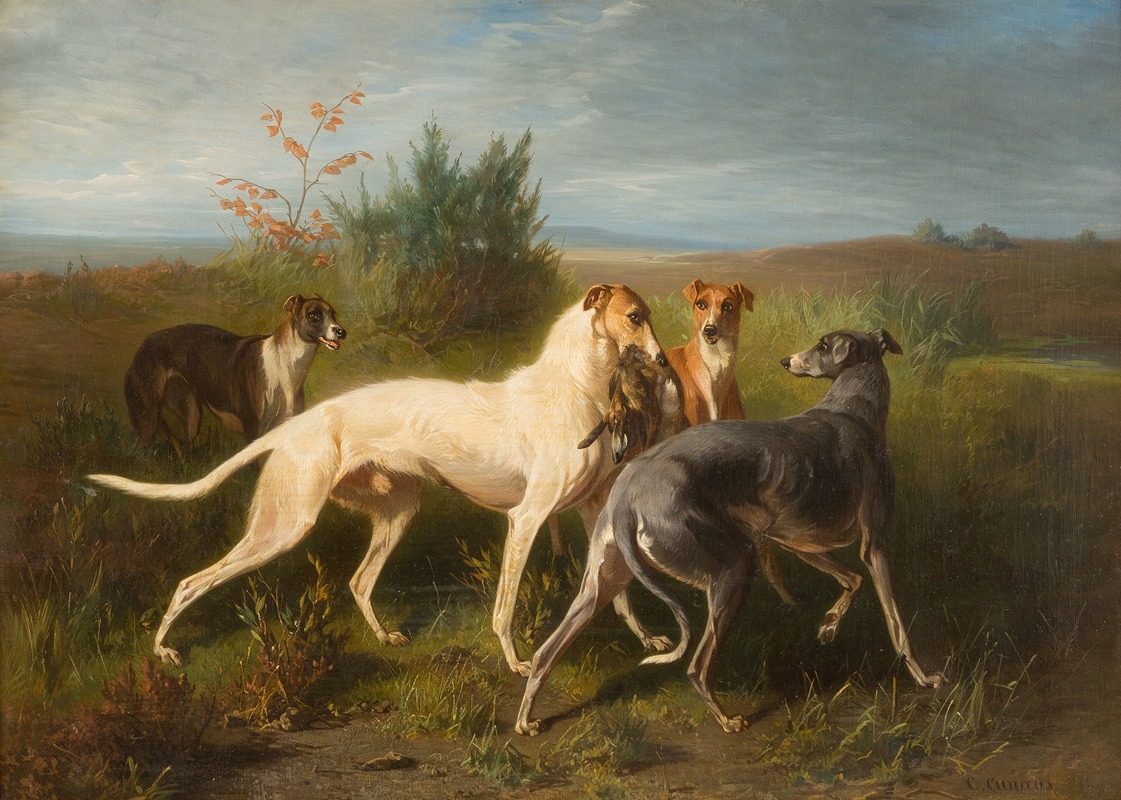Hounds with their prey by Conradijn Cunaeus — digital art print download