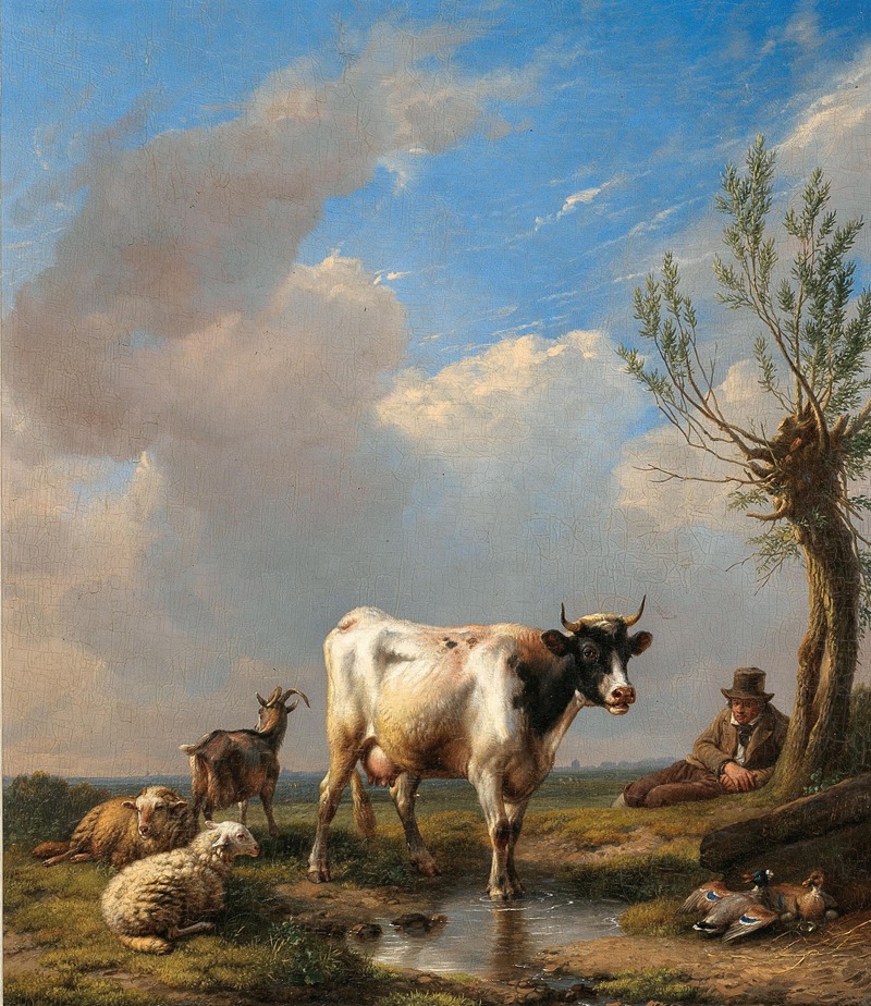 Grazing Cattle in a Vast Landscape by Eugène Verboekhoven, 1844 — digital art print download