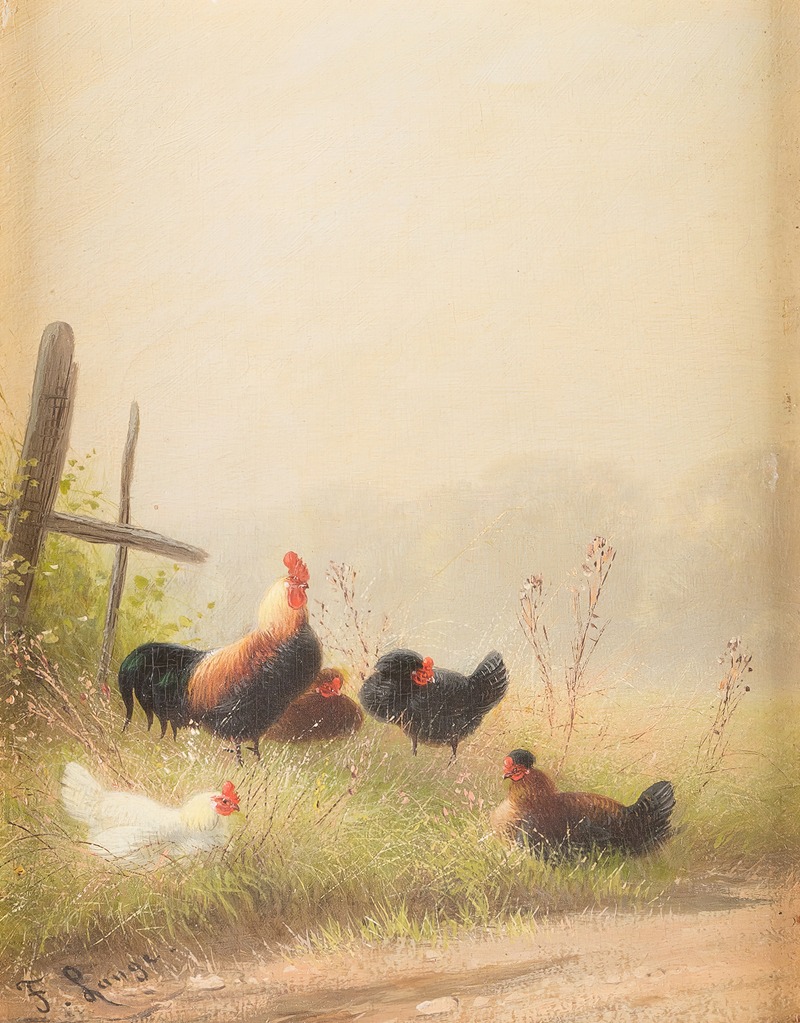 Chicken by the roadside by Fritz Lange — digital art print download