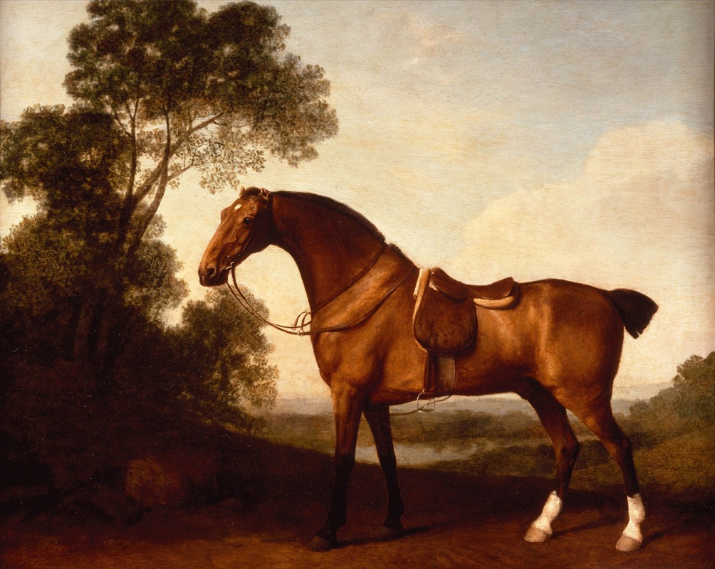 A Saddled Bay Hunter by Джордж Стуббс, 1786 — digital art print download