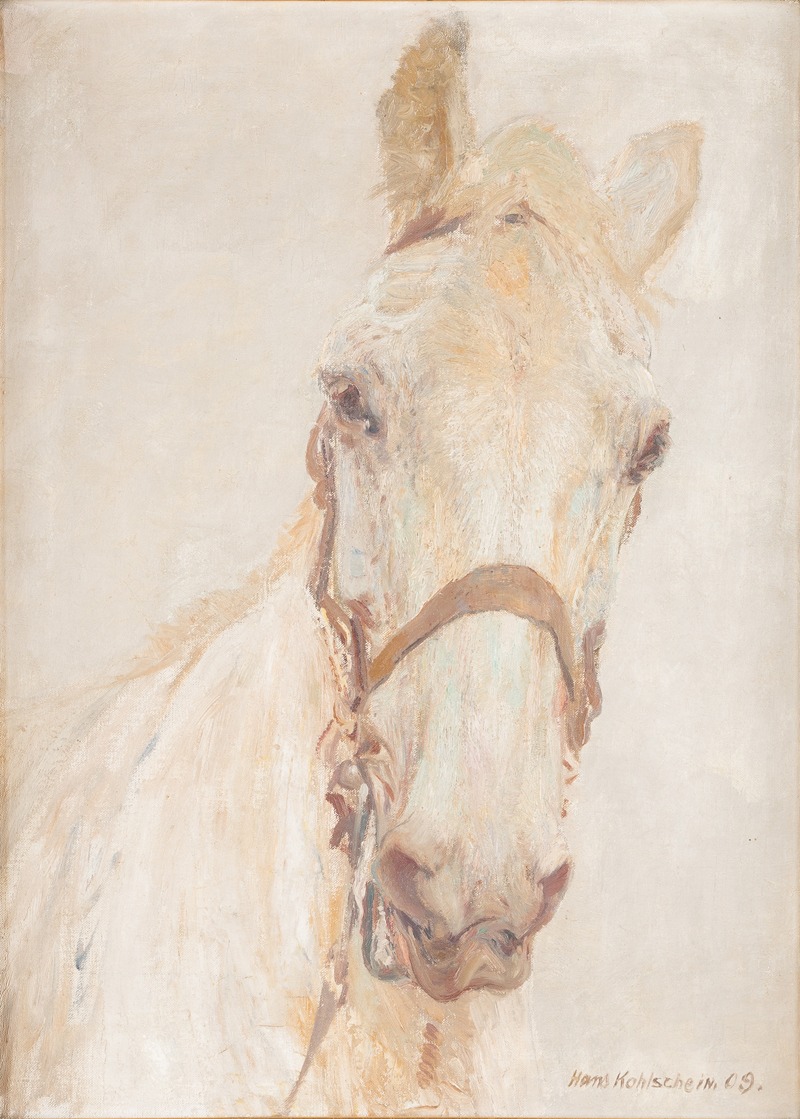 White horse by Hans Kohlschein, 1909 — digital art print download