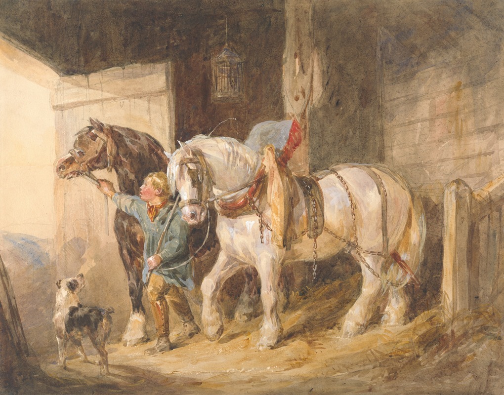 Stable Boy with Cart Horses by Джон Фредерик Тейлер — digital art print download