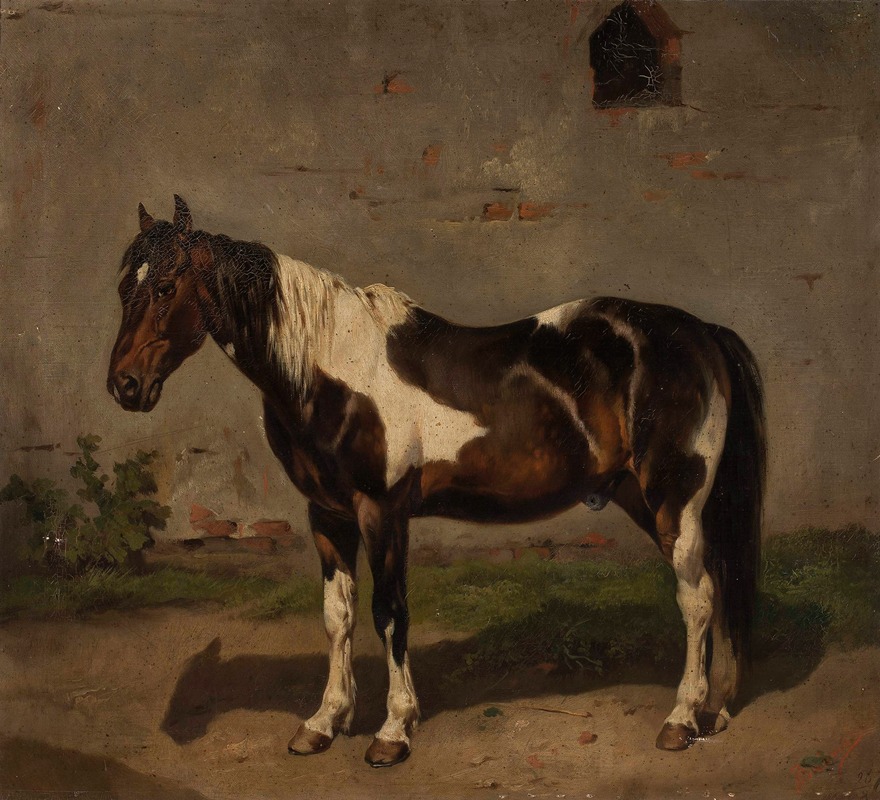 Horse with the barn in the background — Józef Brodowski