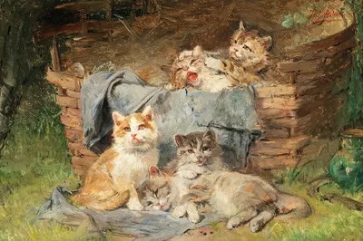 Playful Cats by Julius Adam the younger — digital art print download