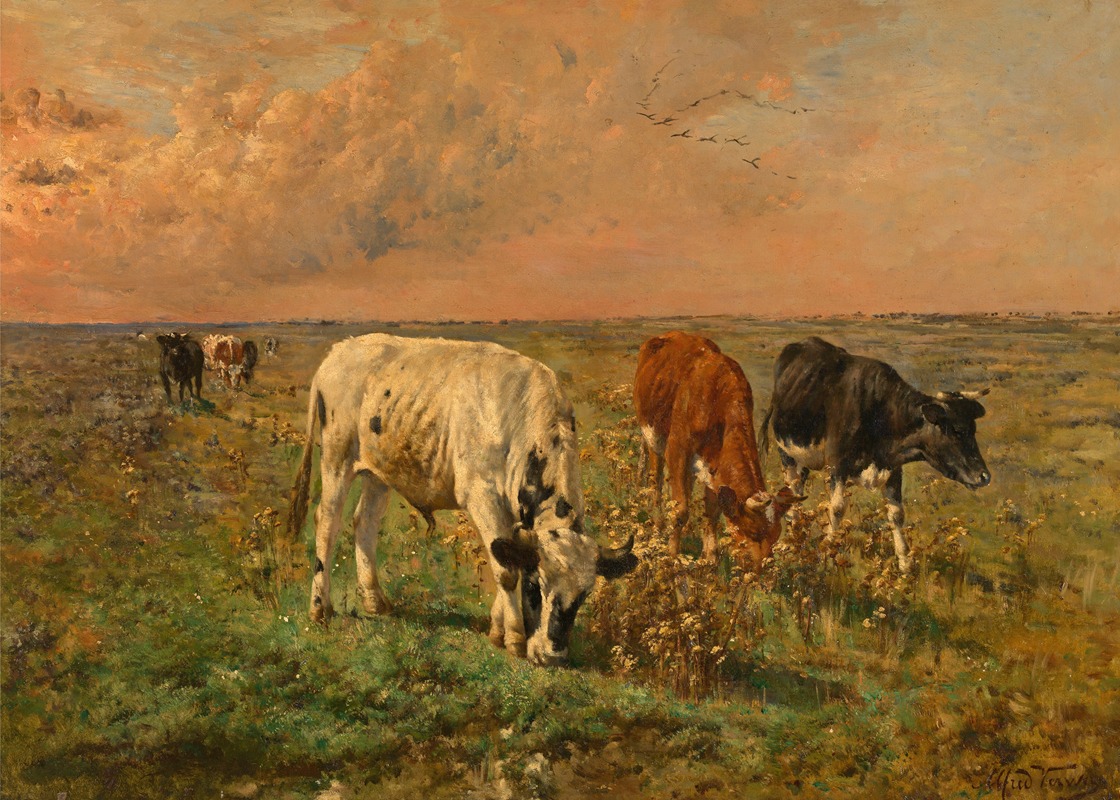 Cows in a Pasture by Alfred Verwee — digital art print download