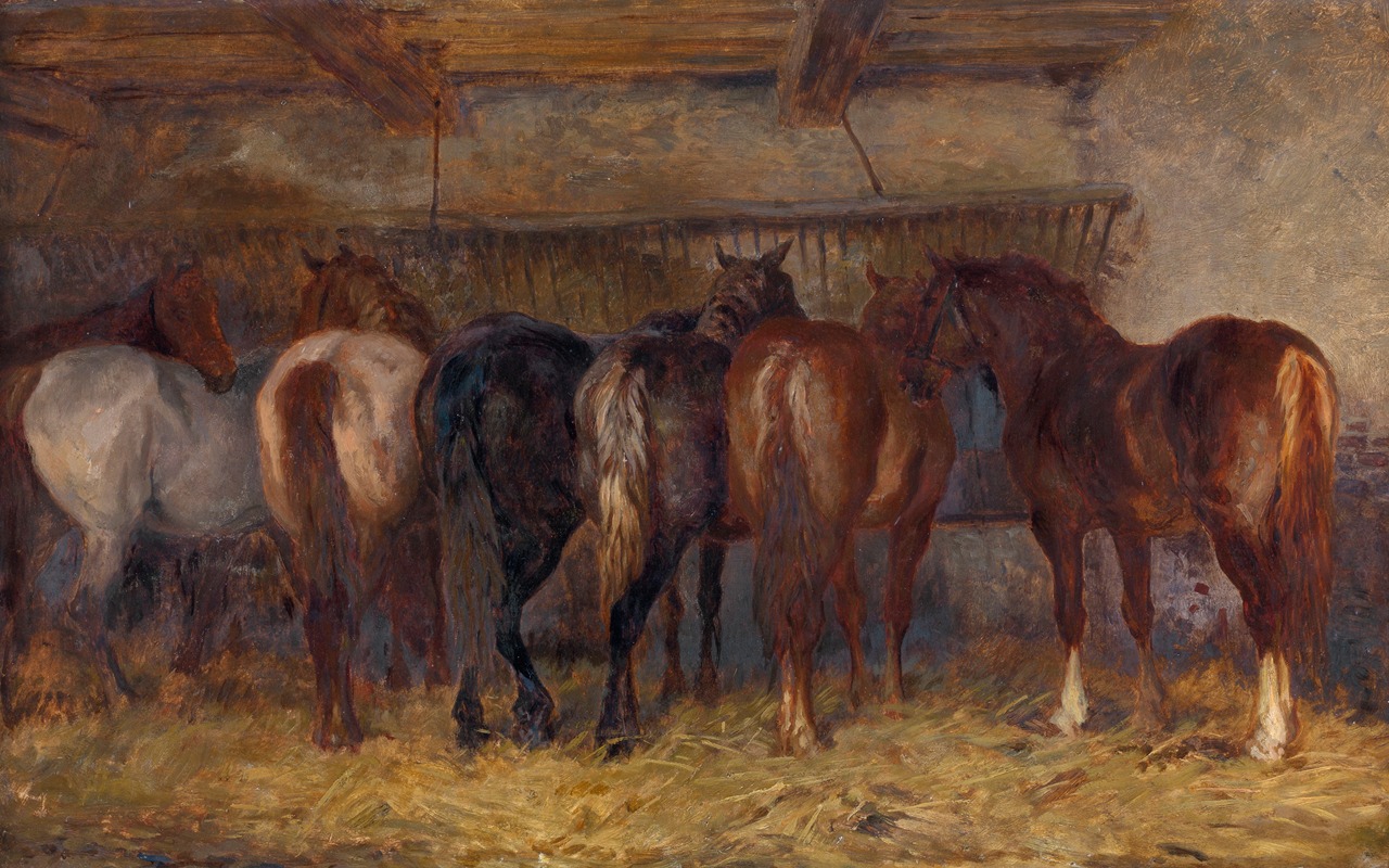Horses in Stable by Charles Tschaggeny — digital art print download