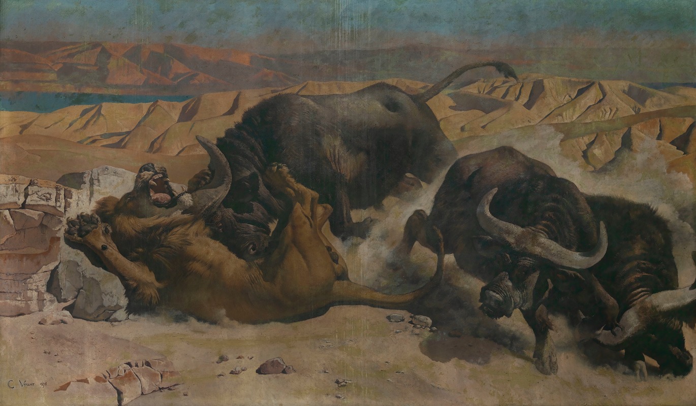 Defending the Herd by Шарль Верлат, 1878 — digital art print download