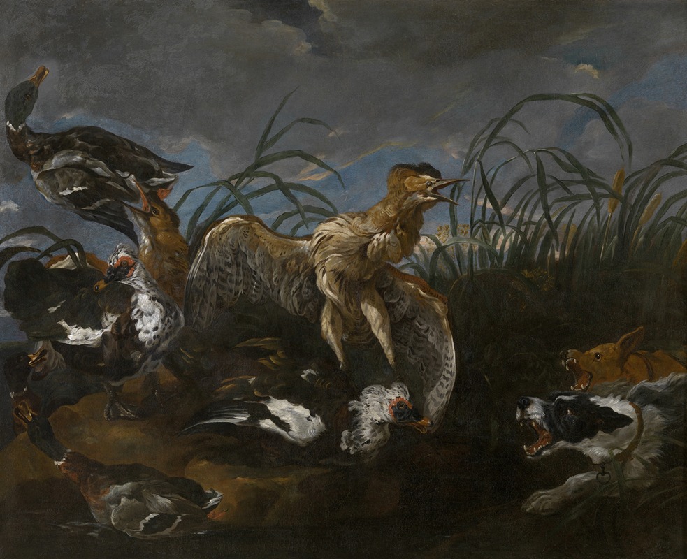 Bittern and Ducks Startled by Dogs by Daniel Schultz — digital art print download