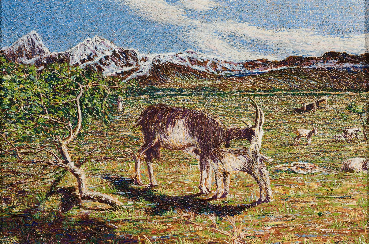 Goats against landscape by Джованни Сегантни, 1891 — digital art print download
